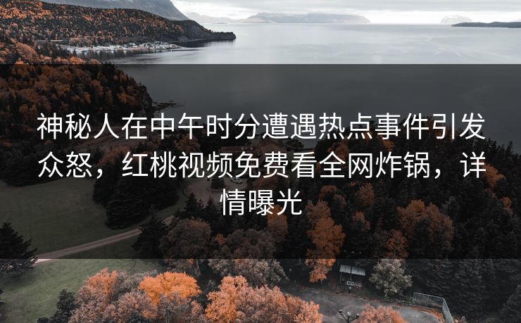 神秘人在中午时分遭遇热点事件引发众怒，红桃视频免费看全网炸锅，详情曝光