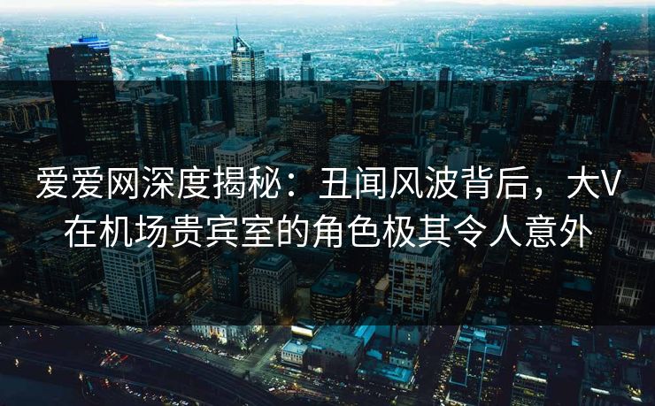 爱爱网深度揭秘:丑闻风波背后,大V在机场贵宾室的角色极其令人意外
