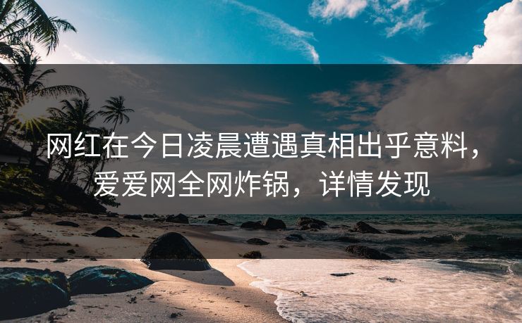 网红在今日凌晨遭遇真相出乎意料,爱爱网全网炸锅,详情发现 网红在今日凌晨遭遇真相出乎意料,爱爱网全网炸锅,详情发现
