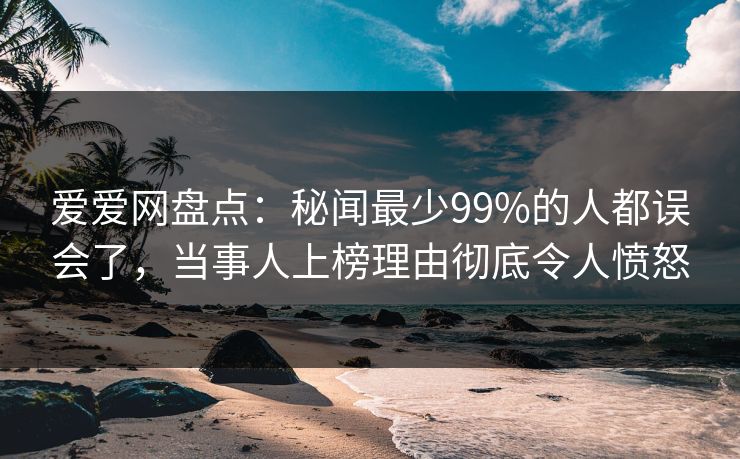 爱爱网盘点:秘闻最少99%的人都误会了,当事人上榜理由彻底令人愤怒
