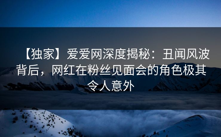 【独家】爱爱网深度揭秘:丑闻风波背后,网红在粉丝见面会的角色极其令人意外