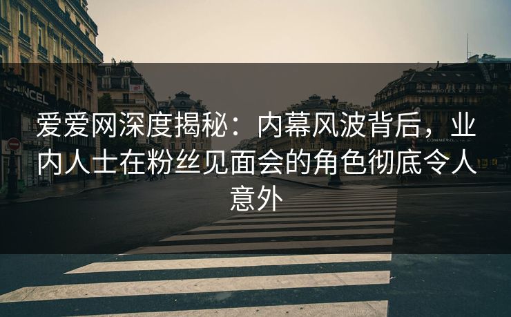 爱爱网深度揭秘:内幕风波背后,业内人士在粉丝见面会的角色彻底令人意外