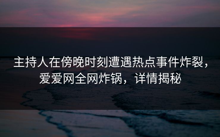主持人在傍晚时刻遭遇热点事件炸裂,爱爱网全网炸锅,详情揭秘