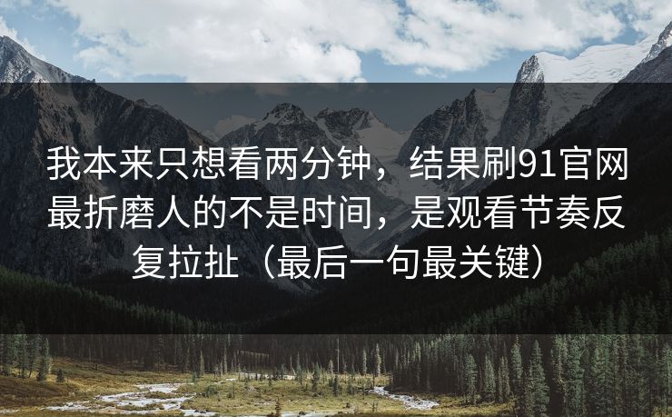 我本来只想看两分钟，结果刷91官网最折磨人的不是时间，是观看节奏反复拉扯（最后一句最关键）