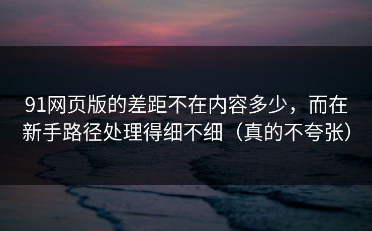 91网页版的差距不在内容多少，而在新手路径处理得细不细（真的不夸张）